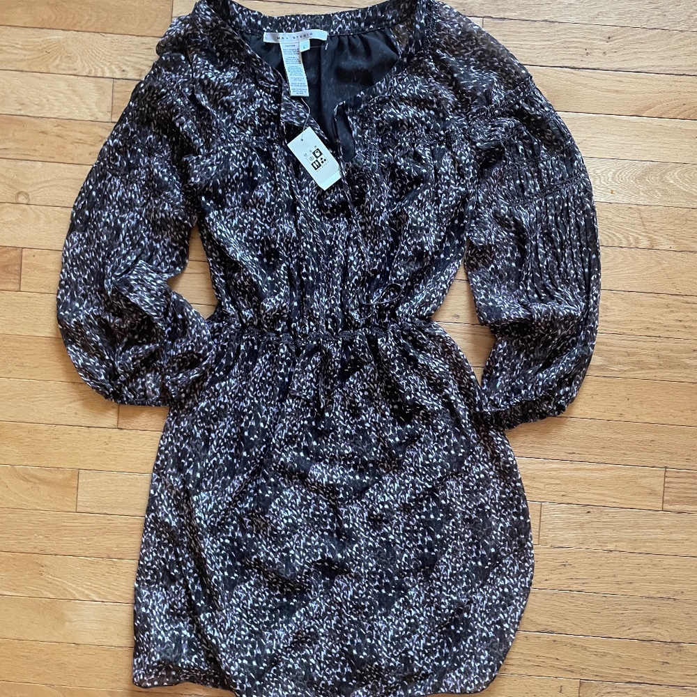 Brand New Max Studio Women's Elastic Waist Puff-Sleeved Mini Dress